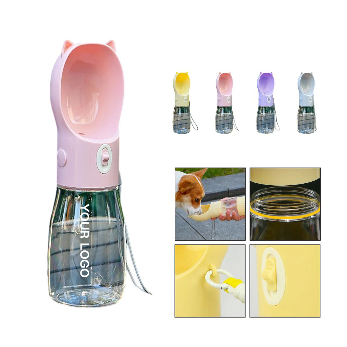Leak Proof Dog Water Bottle with Bowl 18oz 4