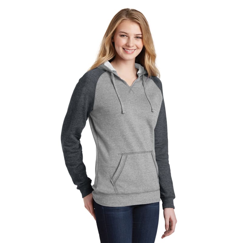 District Women's Lightweight Fleece Raglan Hoodie. 4