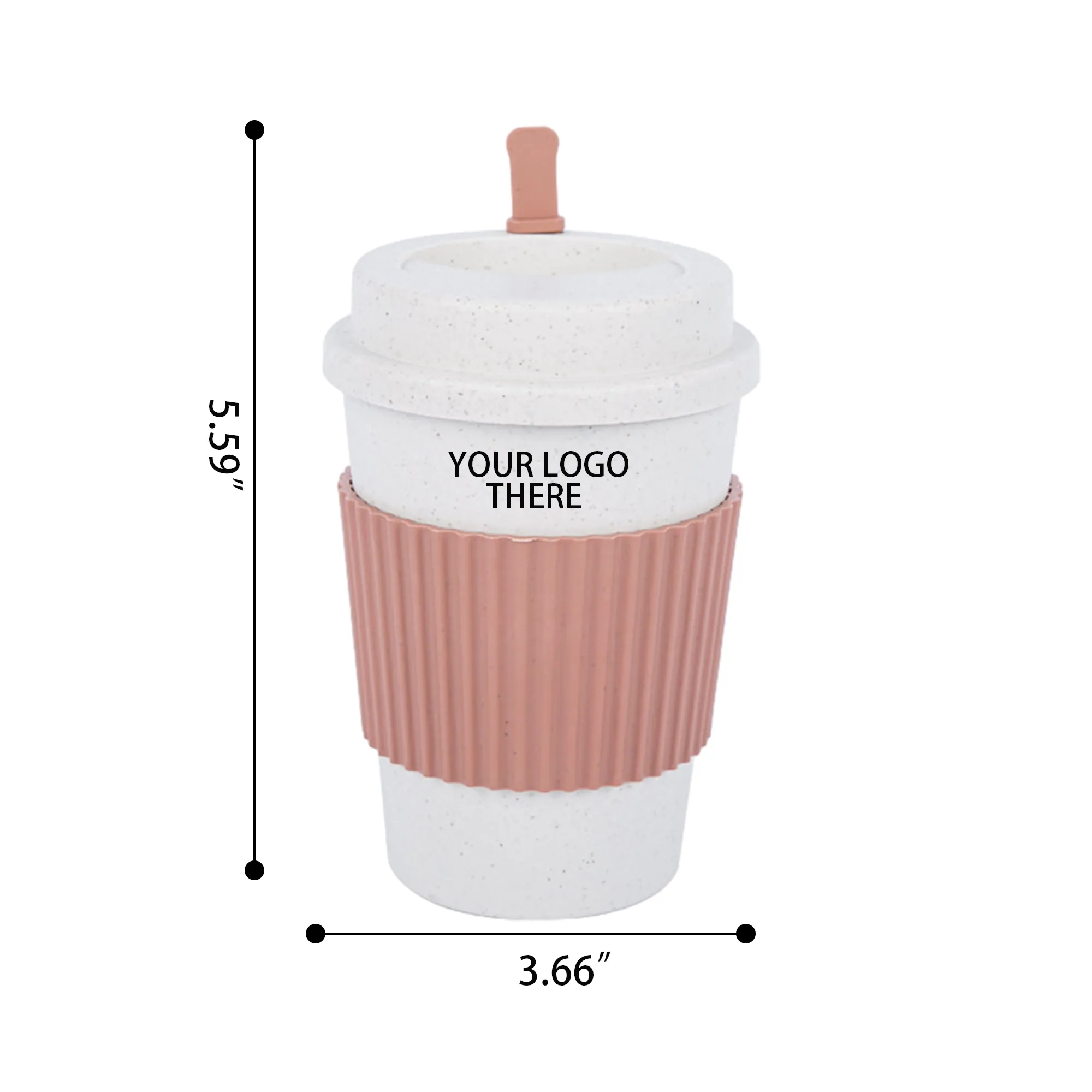 14Oz. Unbreakable Coffee Milk Wheat Straw Cup With Lid 4
