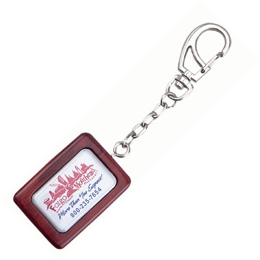 Rosewood Rectangle Shape Key Tag w/Epoxy Coat 1