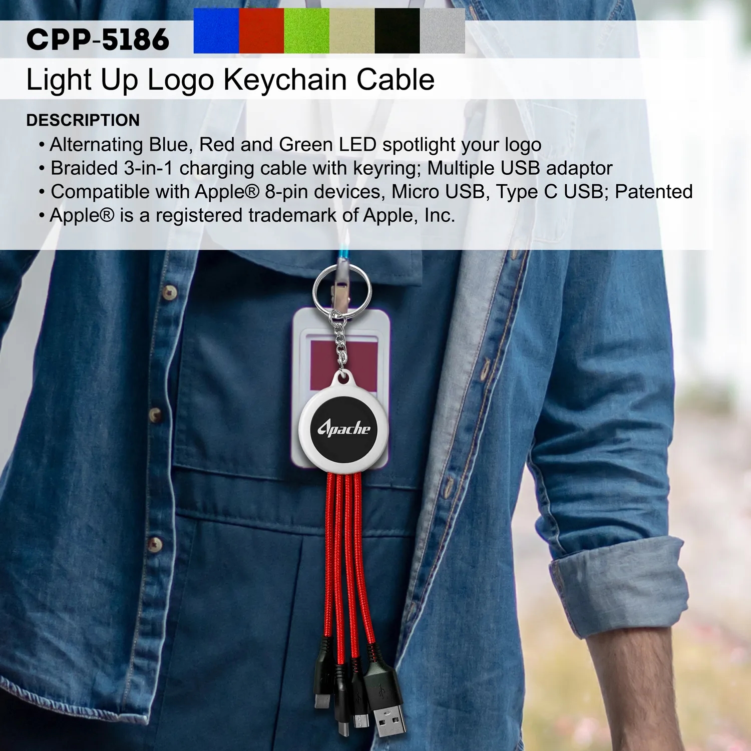 LIGHT UP LOGO KEYCHAIN CABLE 5