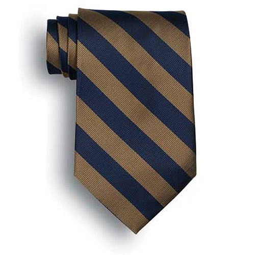 School Stripes Tie - Navy/Tan 2
