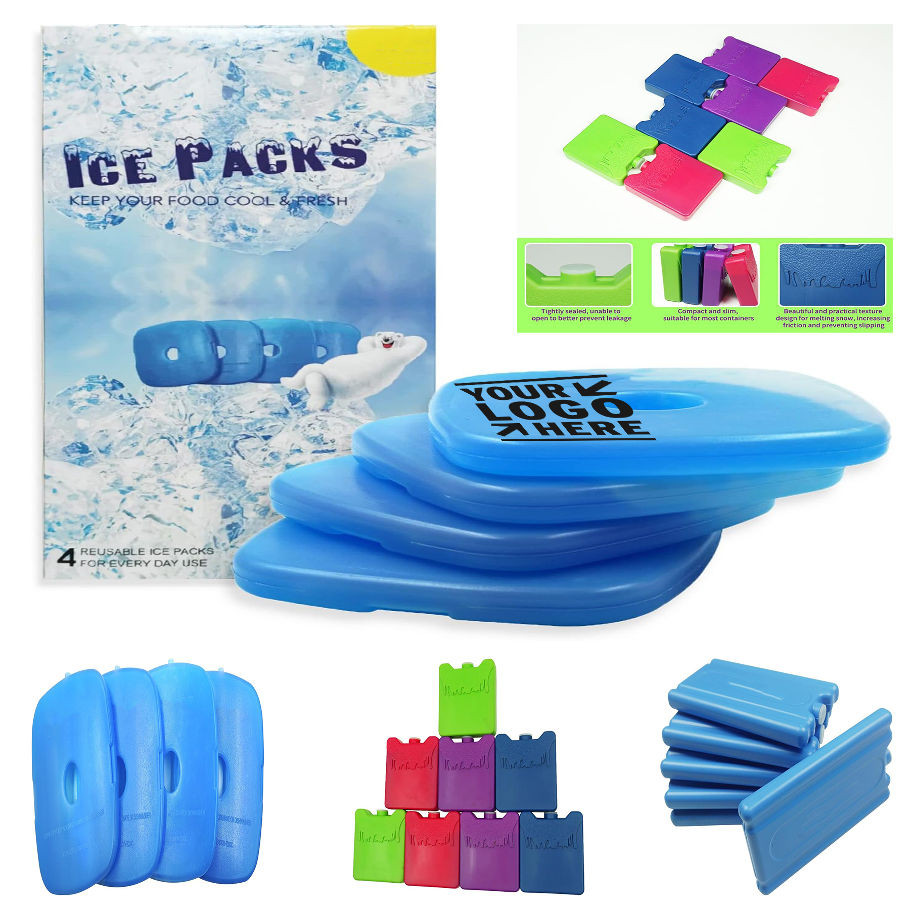Keep Beverages Foods Cold Fresh Cooler Long Lasting Reusable Freezer Ice Pack 2