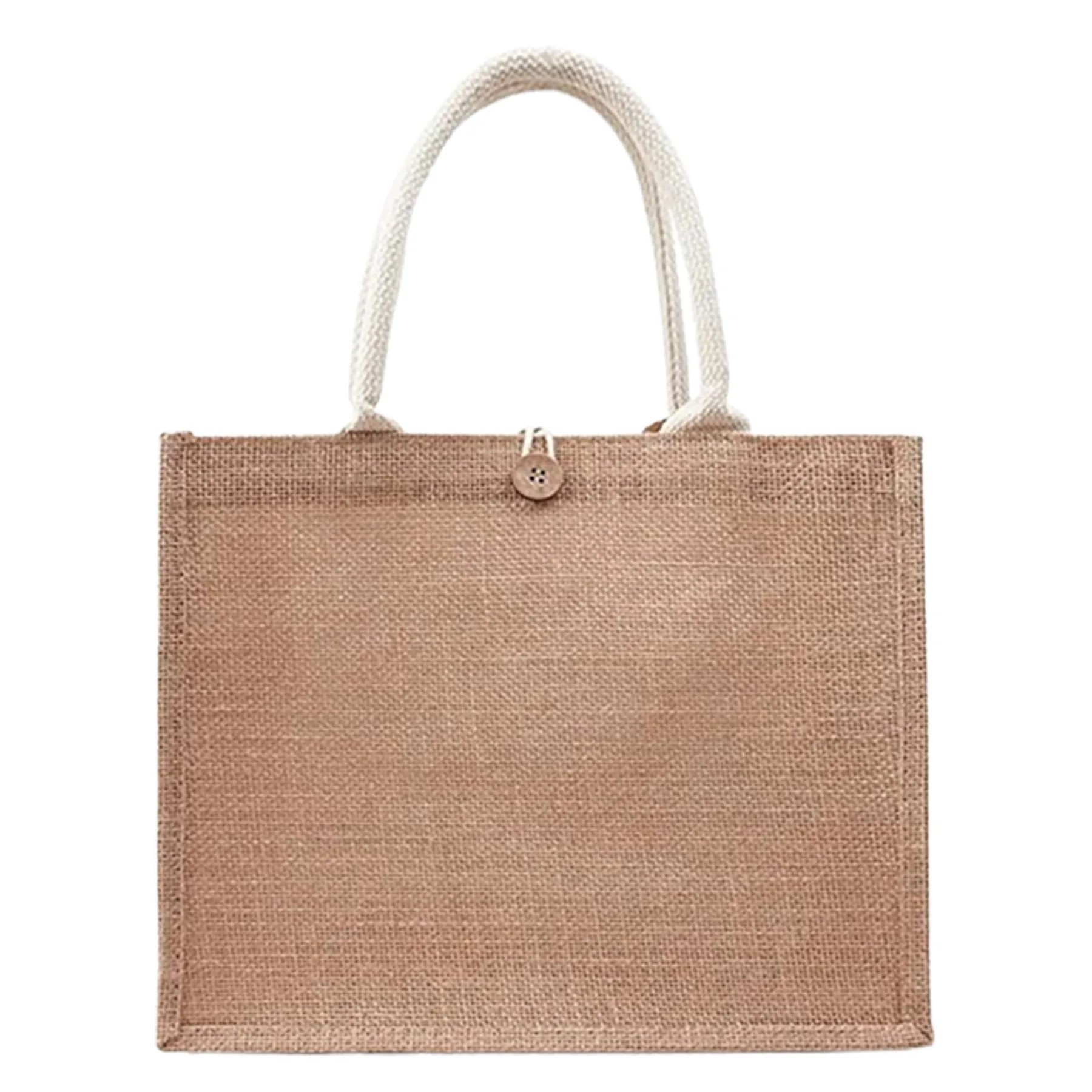 Cotton Handle Large Jute Shopping Tote, custom tote bag with logo imprint 2