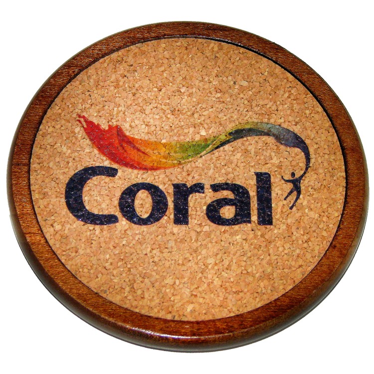 Round Wood Coaster with Cork Inlay 6