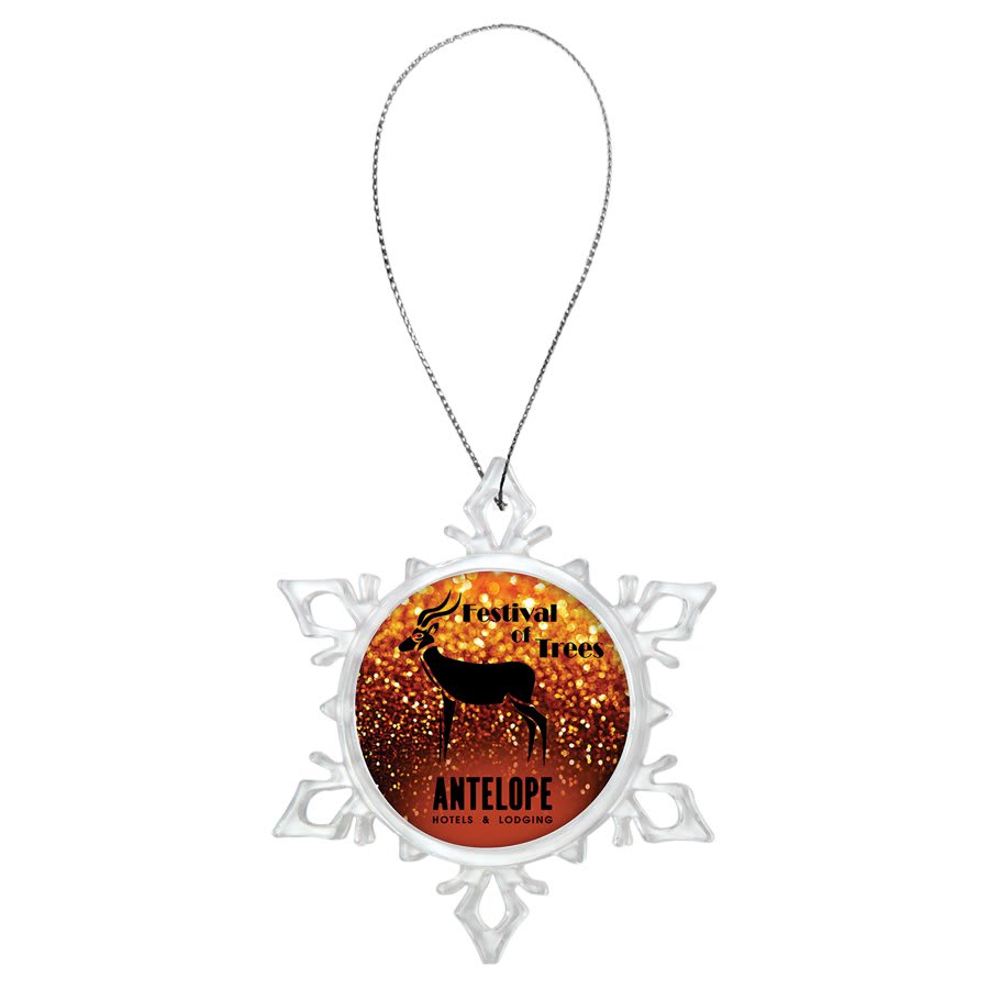 3 5/8" Snowflake Ornament with 2" Insert Holder & Silver String (Insert Not Included) 2