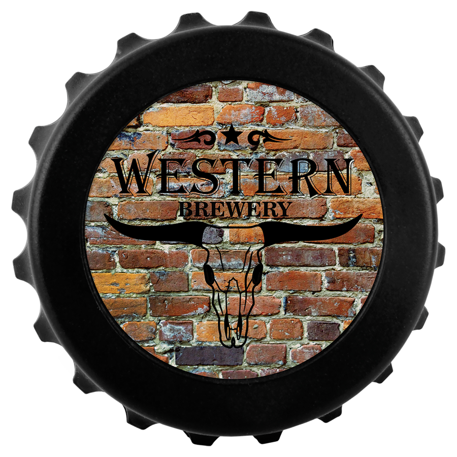 3" Black Magnetic Bottle-Cap Shaped Opener w/2" Insert Area/Insert Not Included 3