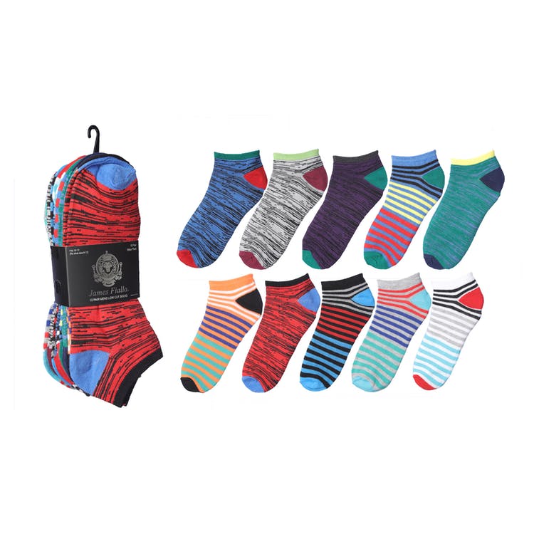Men's Low-Cut Socks - Space Dye Stripes 10-13 10 Pack 2