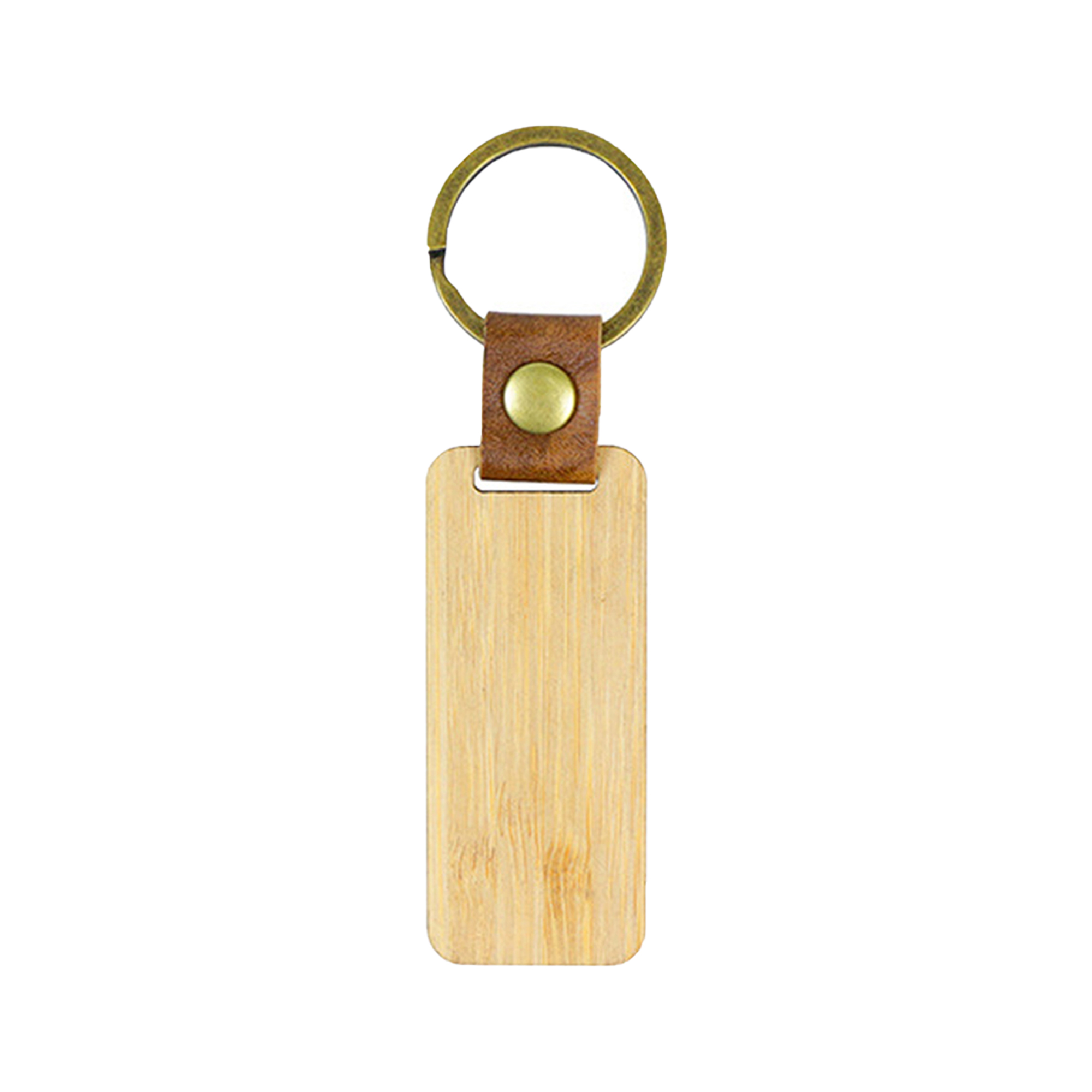 Custom Engraved Wooden Keychain with Leather Strap 7