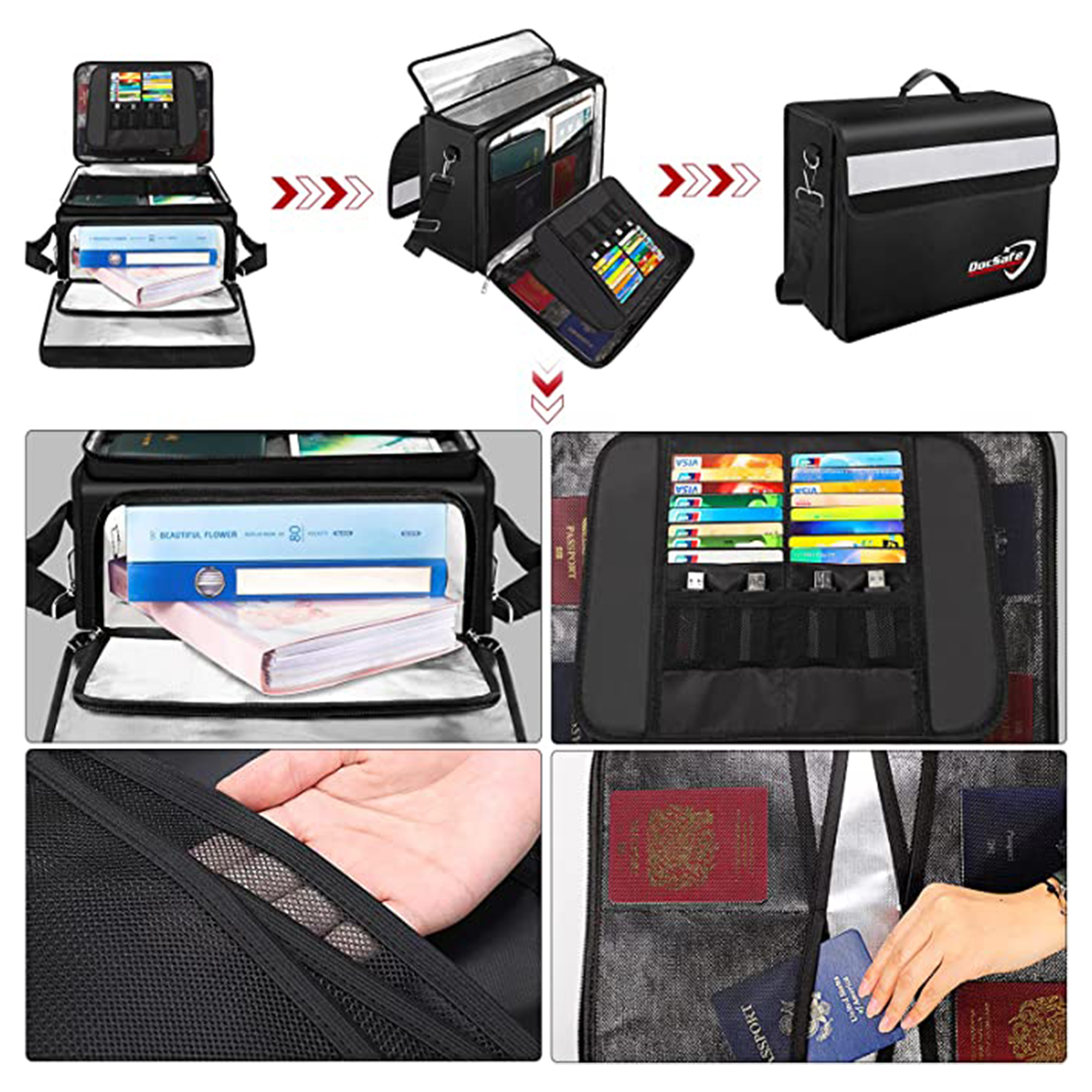 Portable Fireproof File Pouch With Multiple Pockets 2