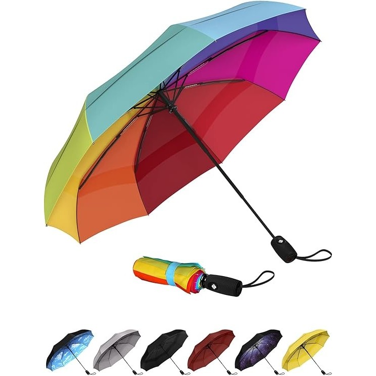 Portable Travel Umbrella - Umbrellas for Rain Windproof, Strong Compact Umbrella for Wind and Rain, 4