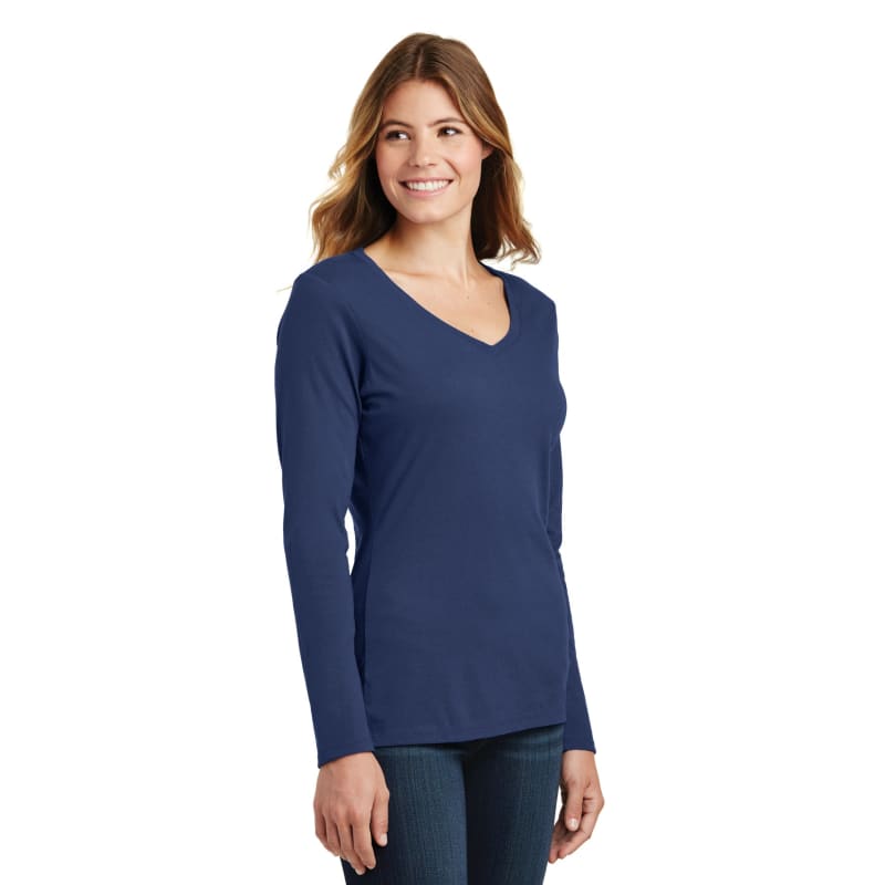 Port & Company Women's Long Sleeve Fan Favorite V-Neck Tee. 91