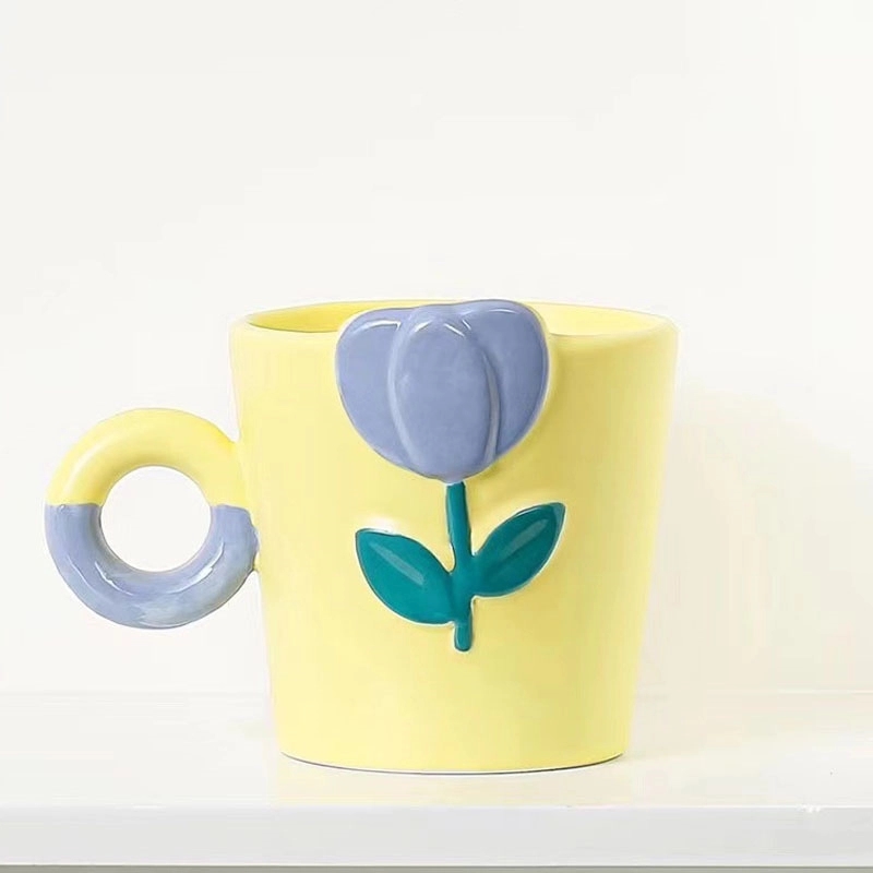 Custom 12 OZ Ceramic Coffee Mug with Beautiful tulip 2