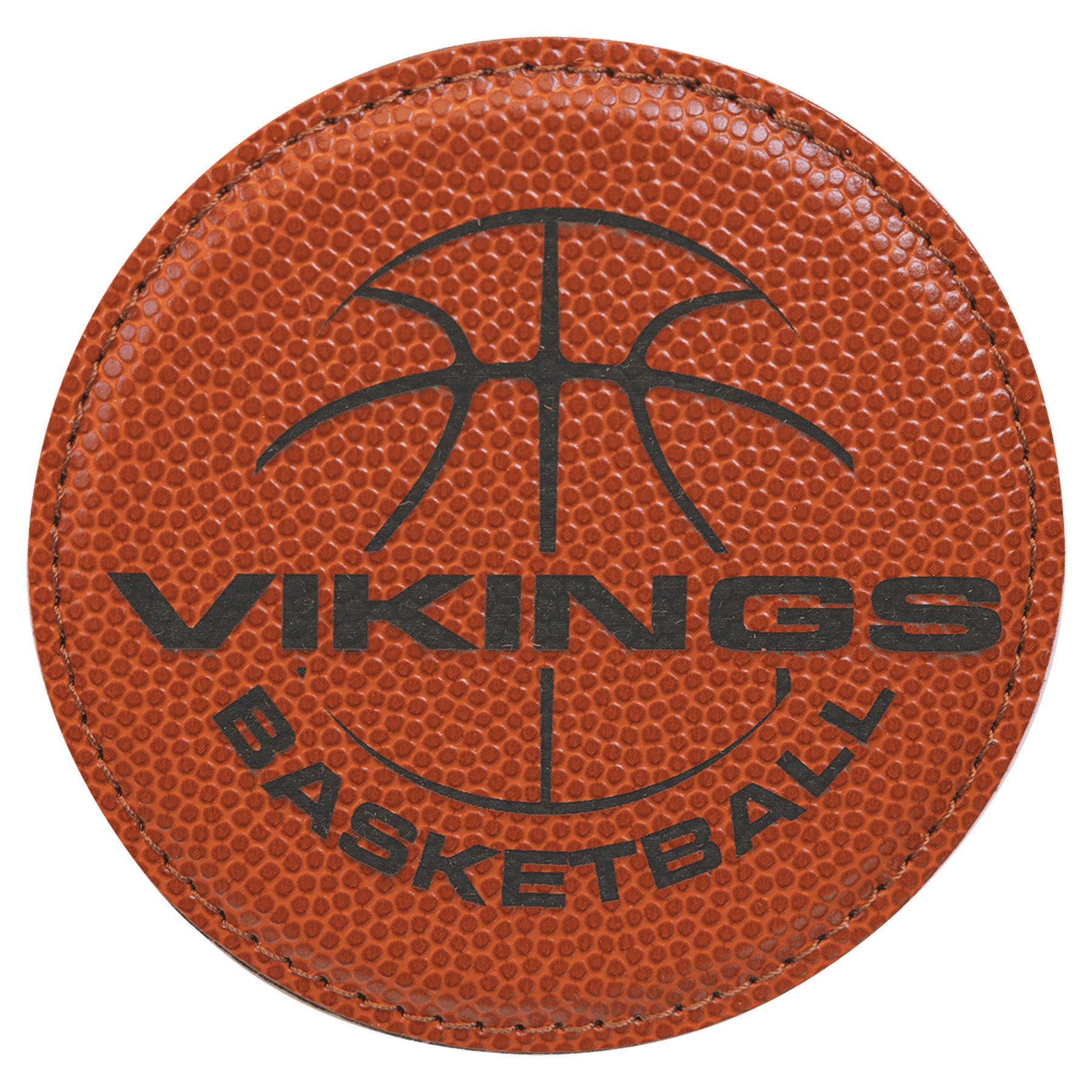 4" Round Basketball Leatherette Coaster 2