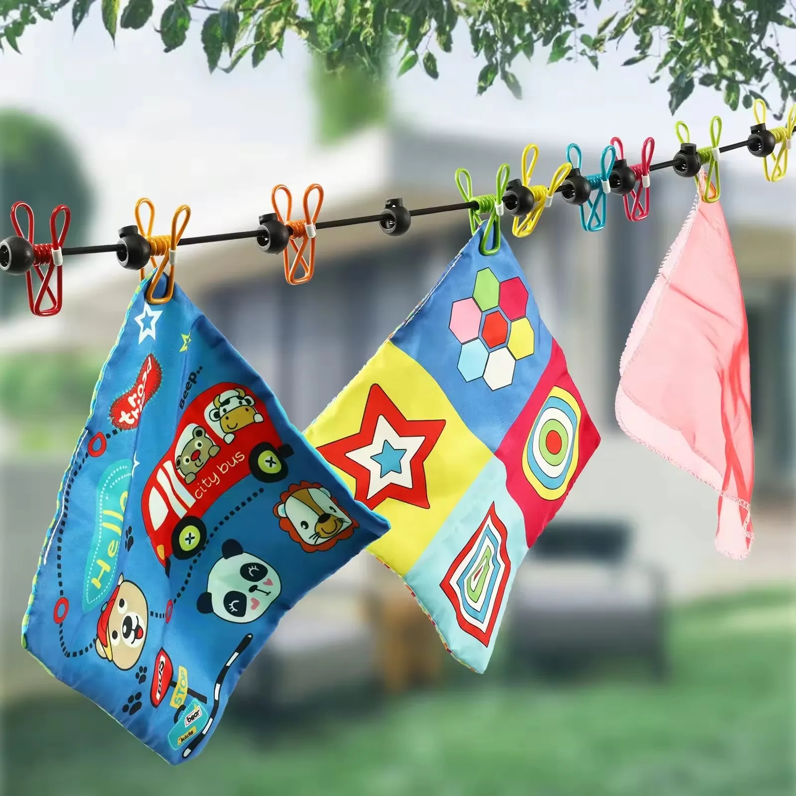 Retractable Travel Clothesline with 12 Clothes Clips 3