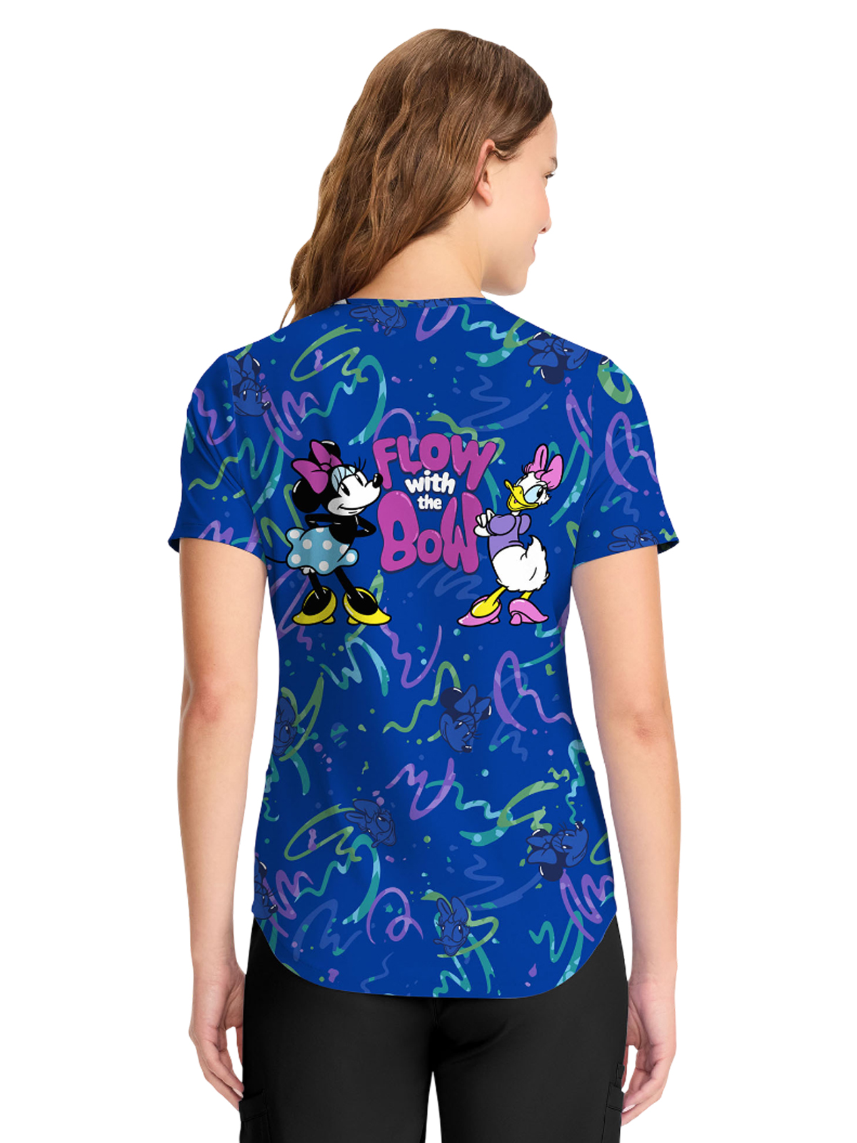 Cherokee - Tooniforms - Women's V-Neck Print Top 14