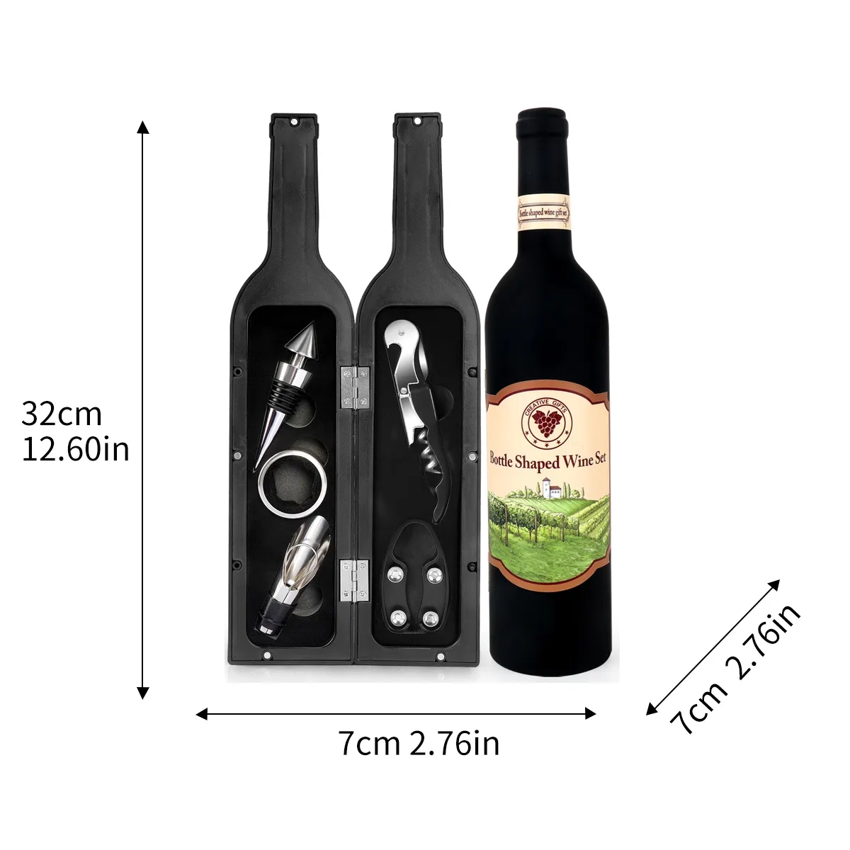 Wooden Box Wine Accessory Gift Set 7