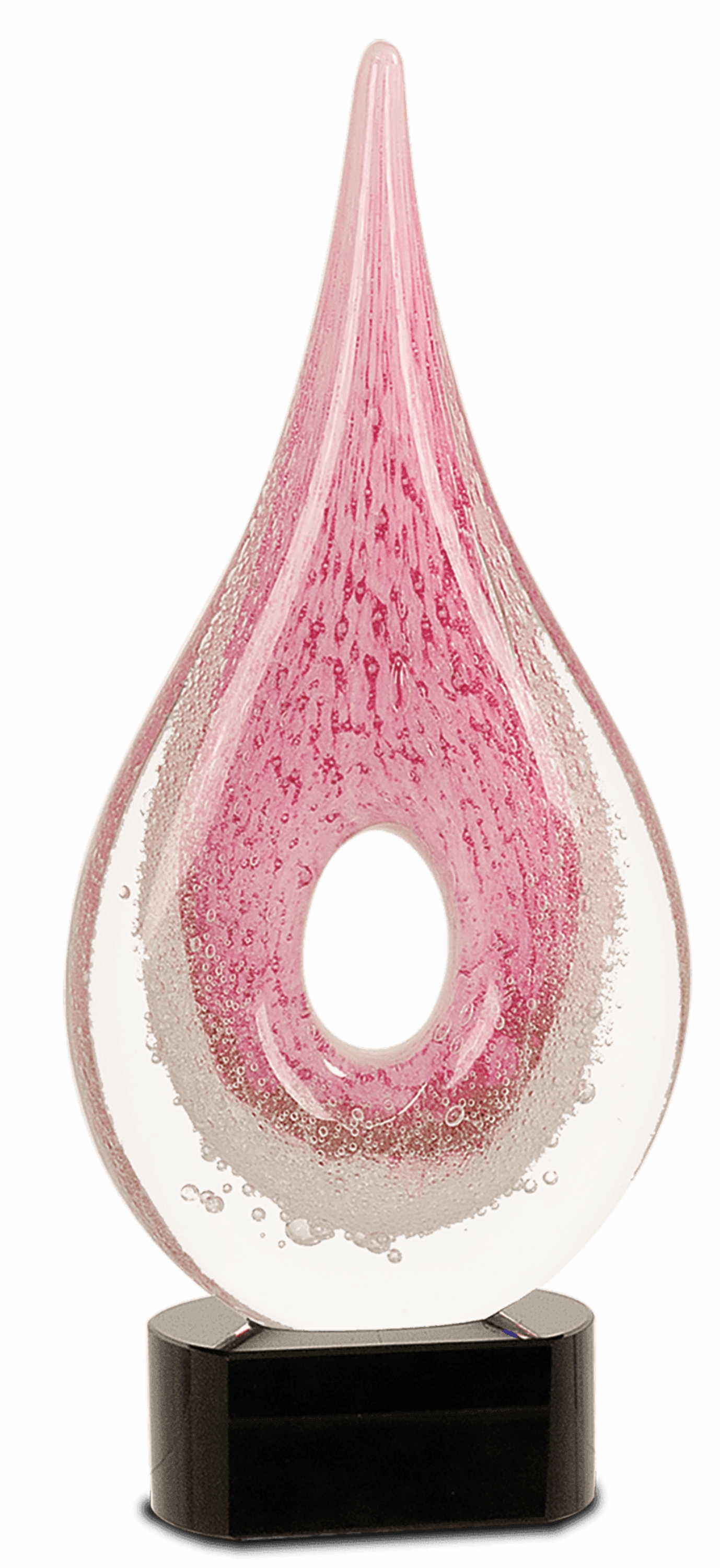 12" Pink Round Window Rain Drop Art Glass Award 3