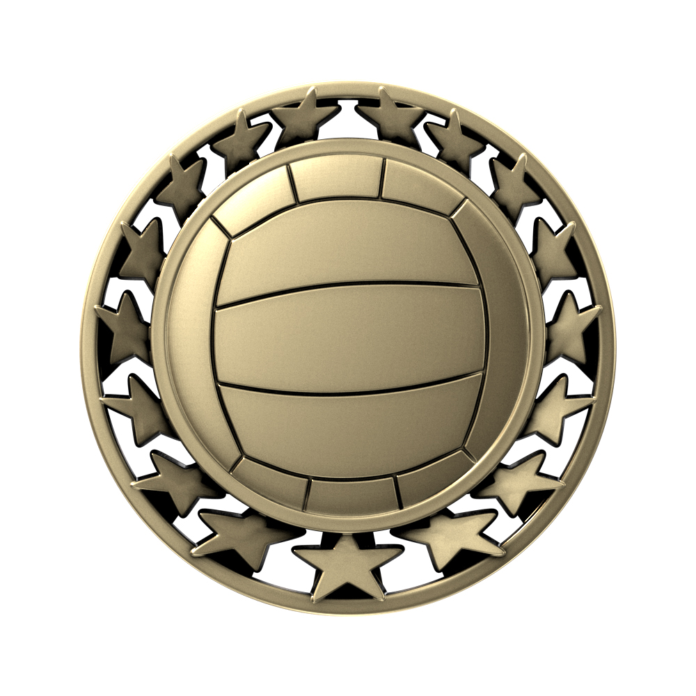 Volleyball Star Medallion (2-1/2")