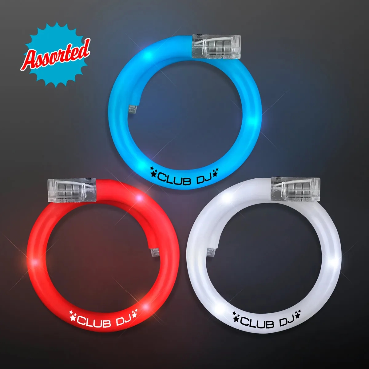 LED Flash Tube Bracelets - Assorted Red, White & Blue 2