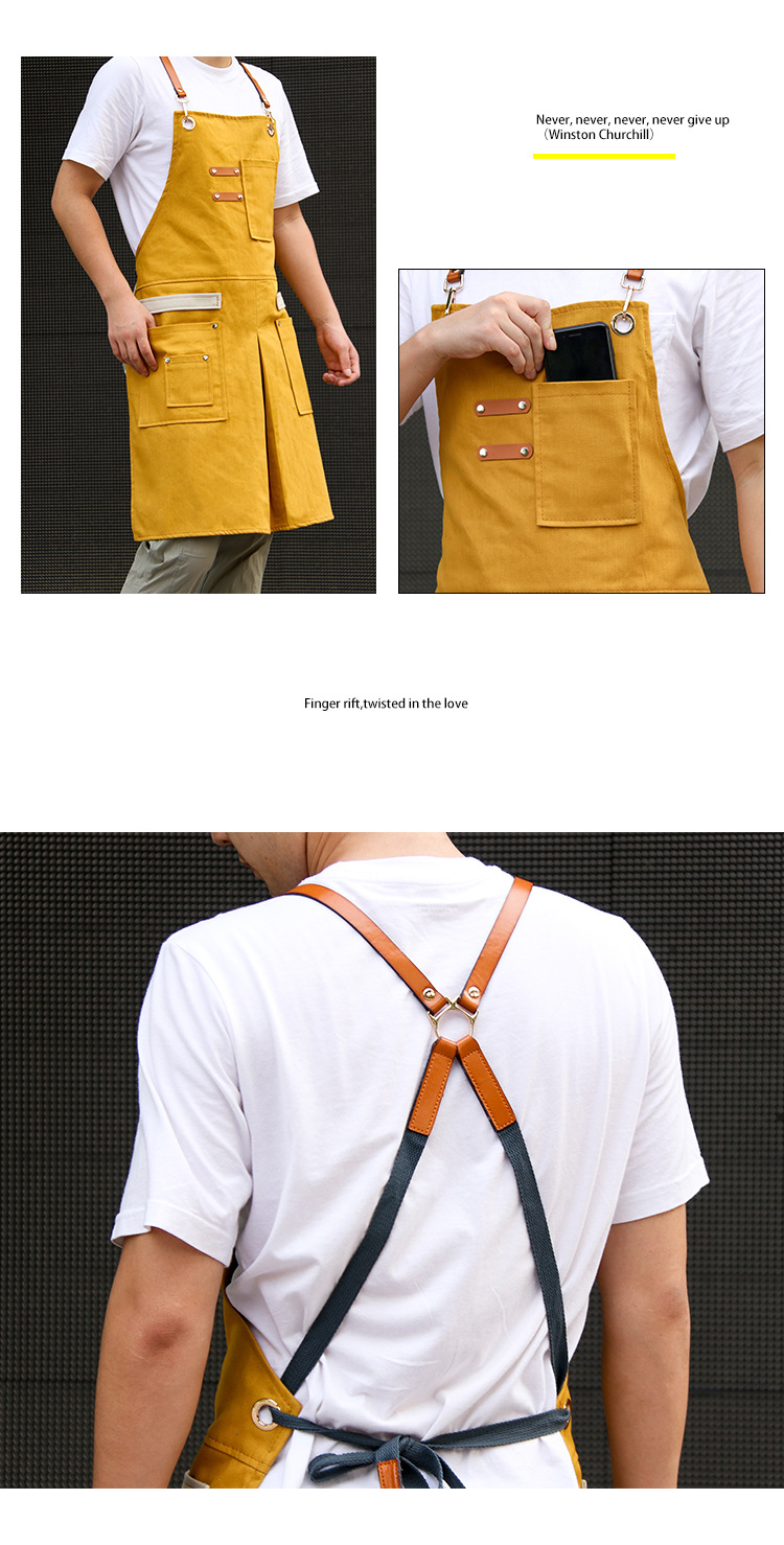 Chef Customized Sleeveless Adjustable Unisex Strap Aprons/ Large Pockets 6