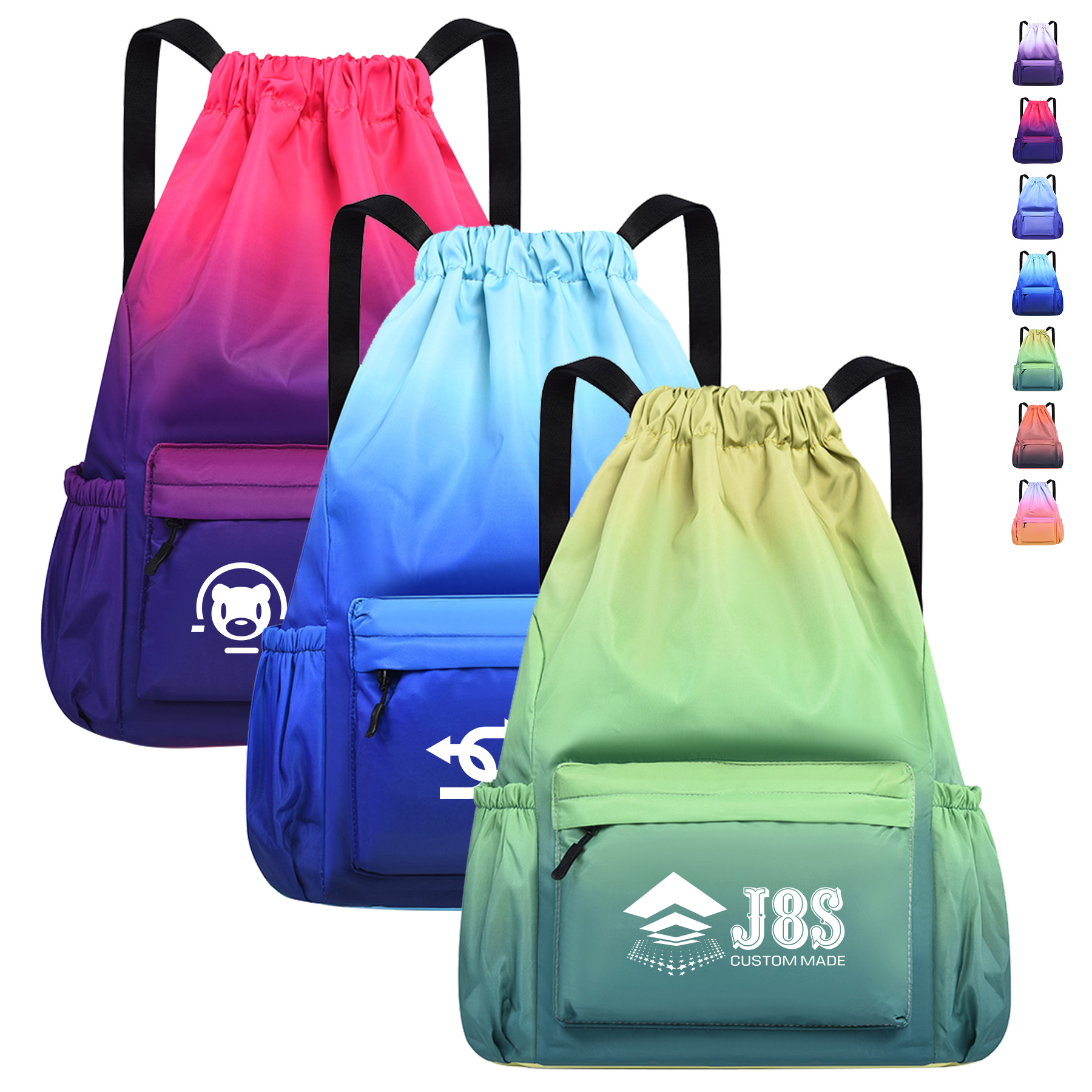 Large Capacity Oxford Gradient Drawstring Backpack 7