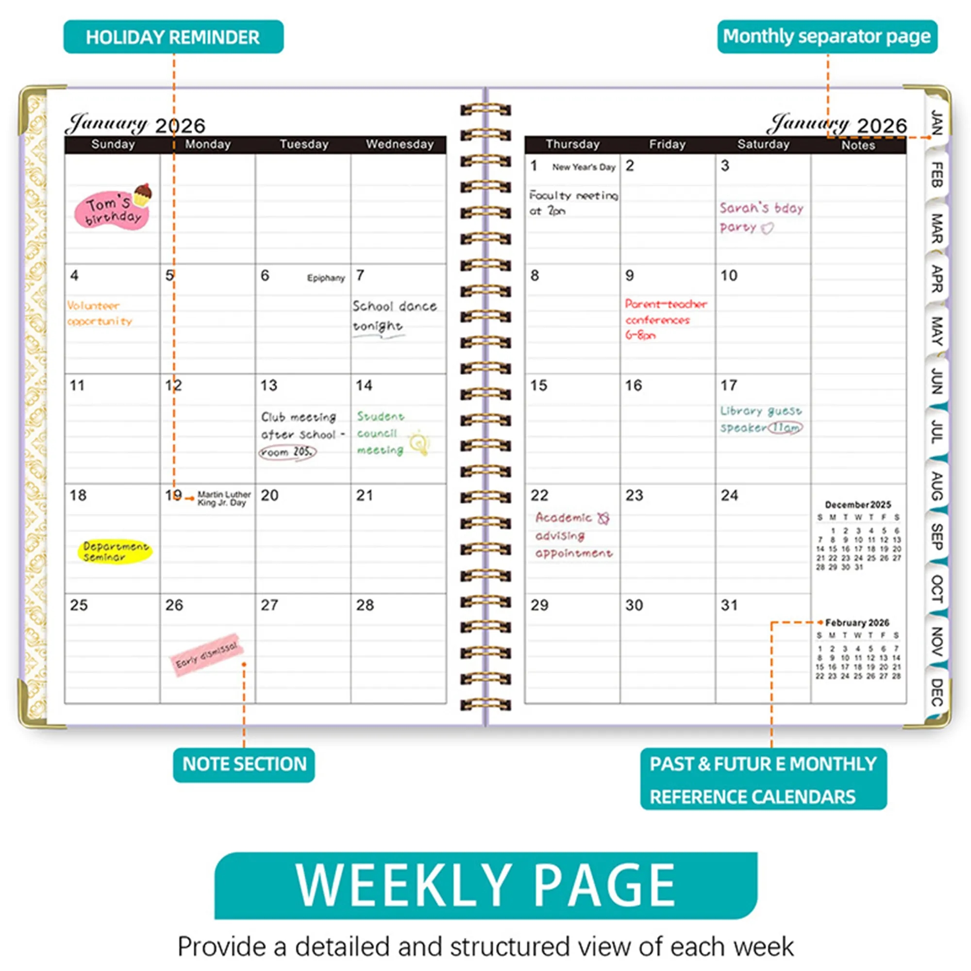 Coil Notebook Weekly Planner Calendar Professional Organizer 4