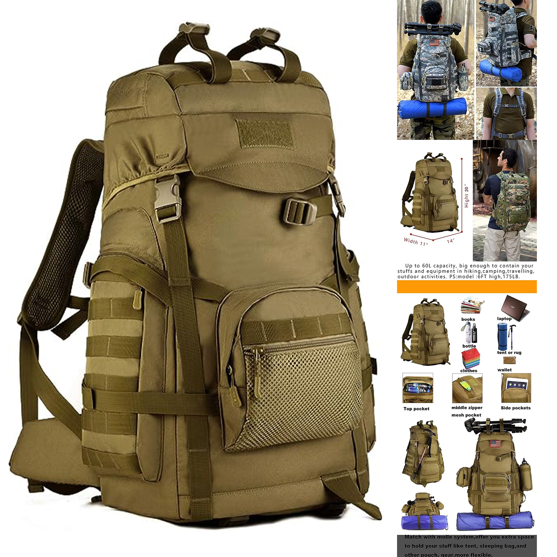 Plus Extra Large Camping Backpack 2