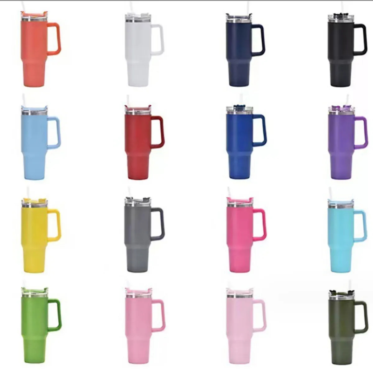 40oz Stainless Steel Insulated Tumbler w/ Handle and Straw 3