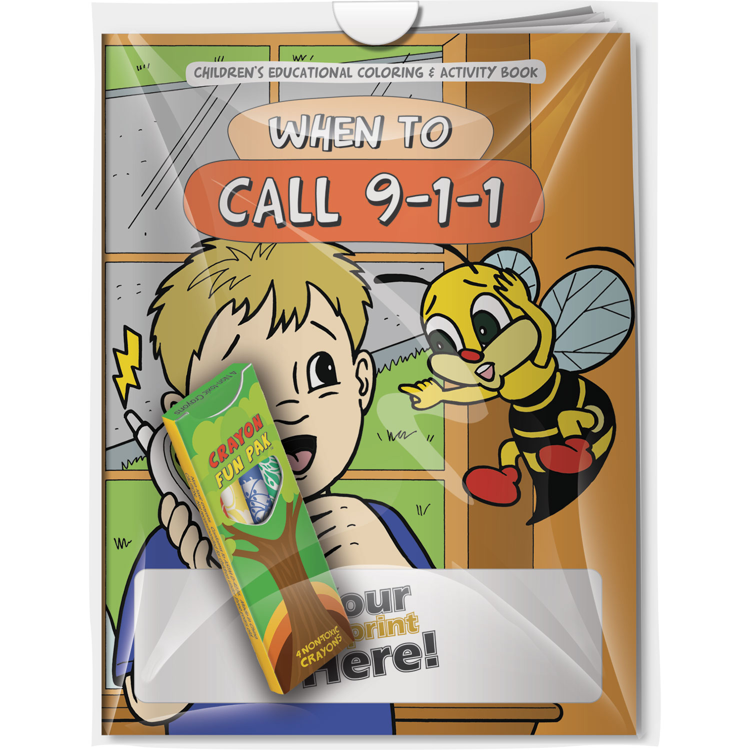 Combo Pack - CB1122 Coloring Book & 4-Pack of Crayons (Imprinted) in a Poly Bag 6