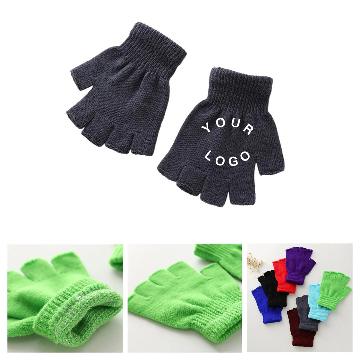 Acrylic Knit Half Finger Winter Gloves 10