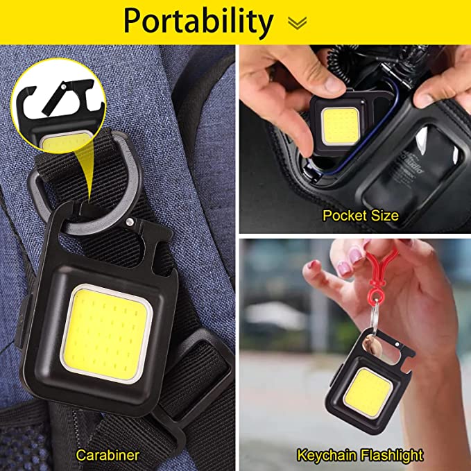 Pocket Led Flashlight with Folding Bracket Bottle Opener and Magnet Base for Running/Finishing 18