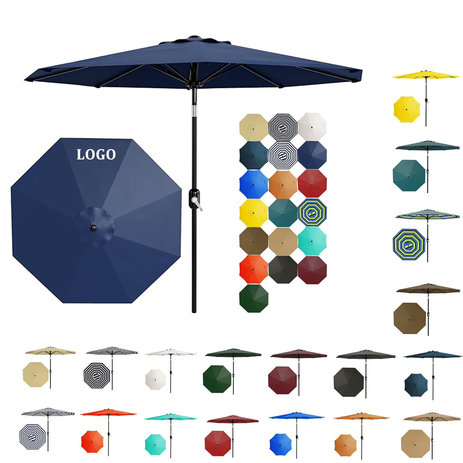 Crank Lift Button Tilt Outdoor Table Umbrella 10
