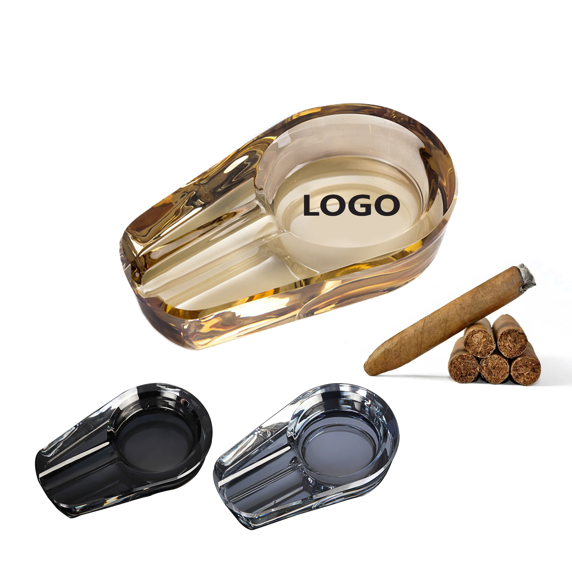 Elegant Single-Slot Crystal Cigar Ashtray 2