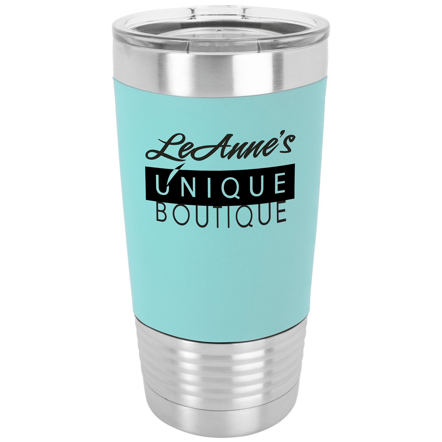 20 oz. Polar Camel Teal/Black Polar with Silicone Grip and Clear Lid 2