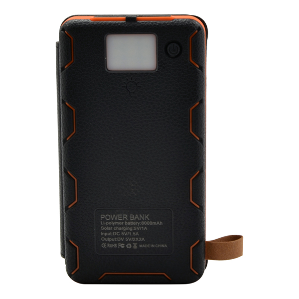 8000mAh 4 Solar Panel Power Bank W/Torch 20