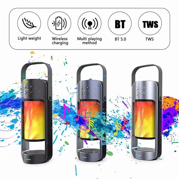 Bluetooth Speaker Flame Lamp With Wireless Charger 2
