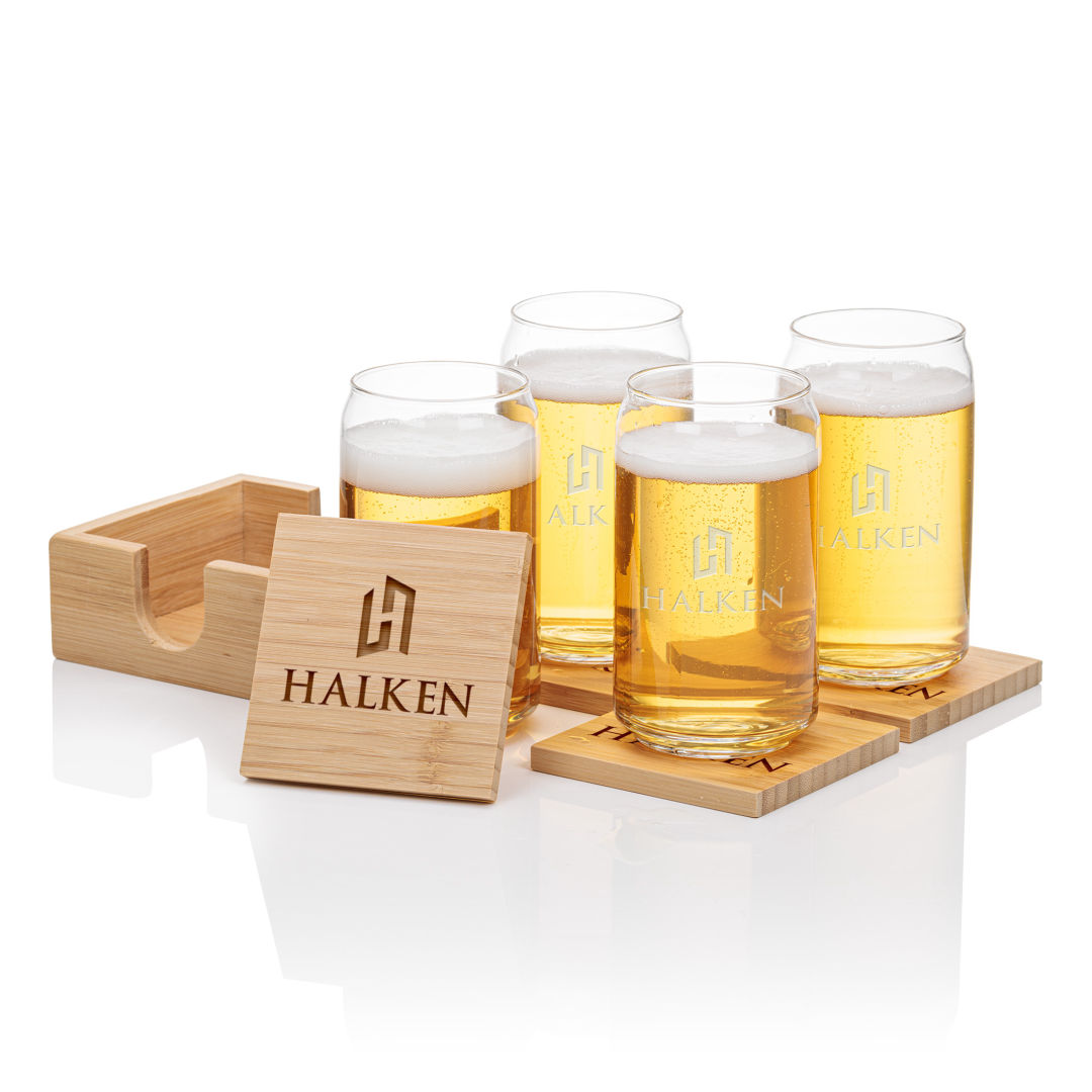 Bamboo Coaster Gift Set - Beer Can 3