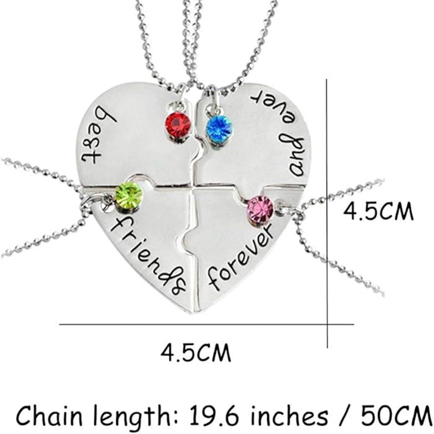 Heart Charm Pendant Set Friendship Necklace 4