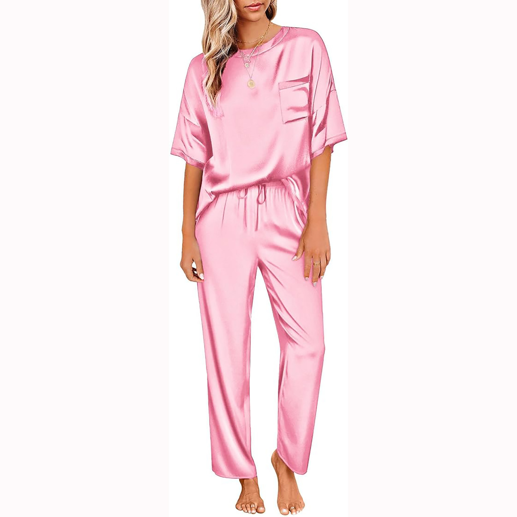 Womens Satin Silk Pajamas Set 8