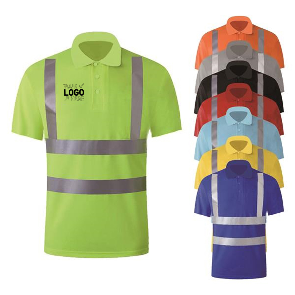 High Visibility Reflective Construction Safety Polo T Shirt