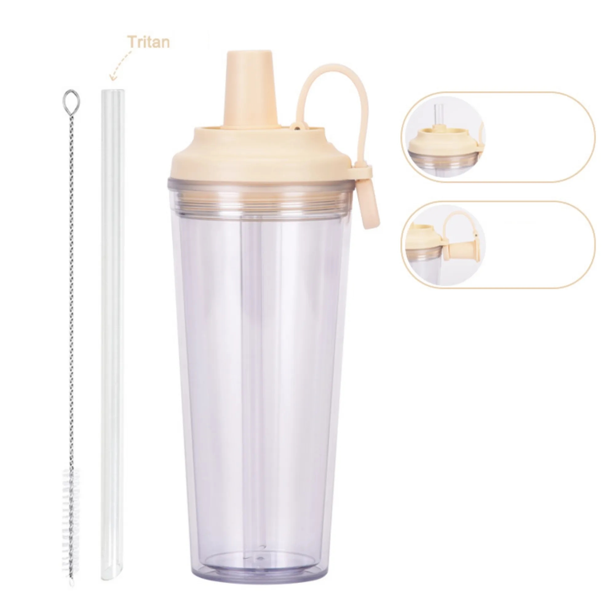 24oz Double-Layer Plastic Straw Cup 26
