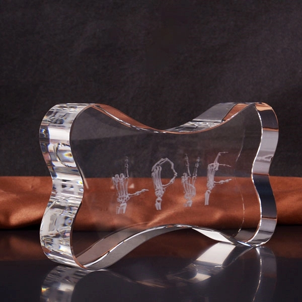 Bone Shape 3d Laser Crystal Trophy 5