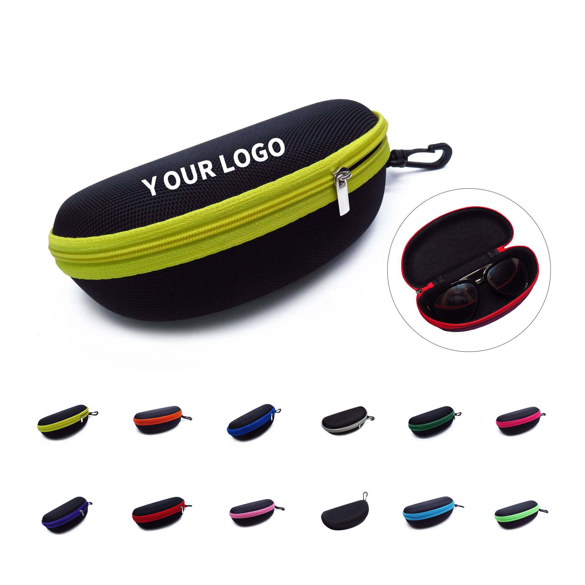 EVA Hard Shell Eyeglass Case With Zipper And Clip 5