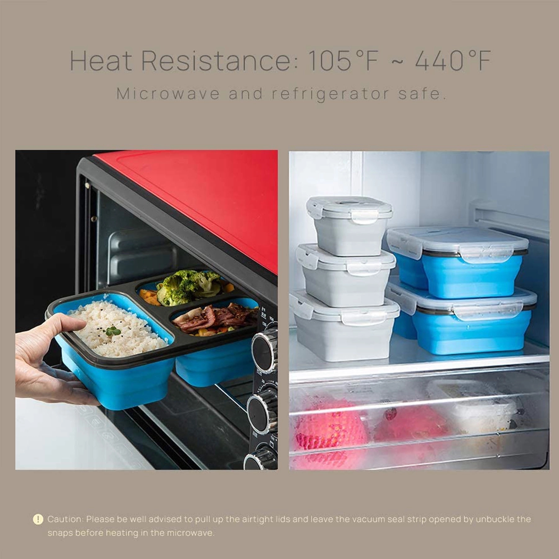 1200ml Silicone Collapsible Lunch Box 3