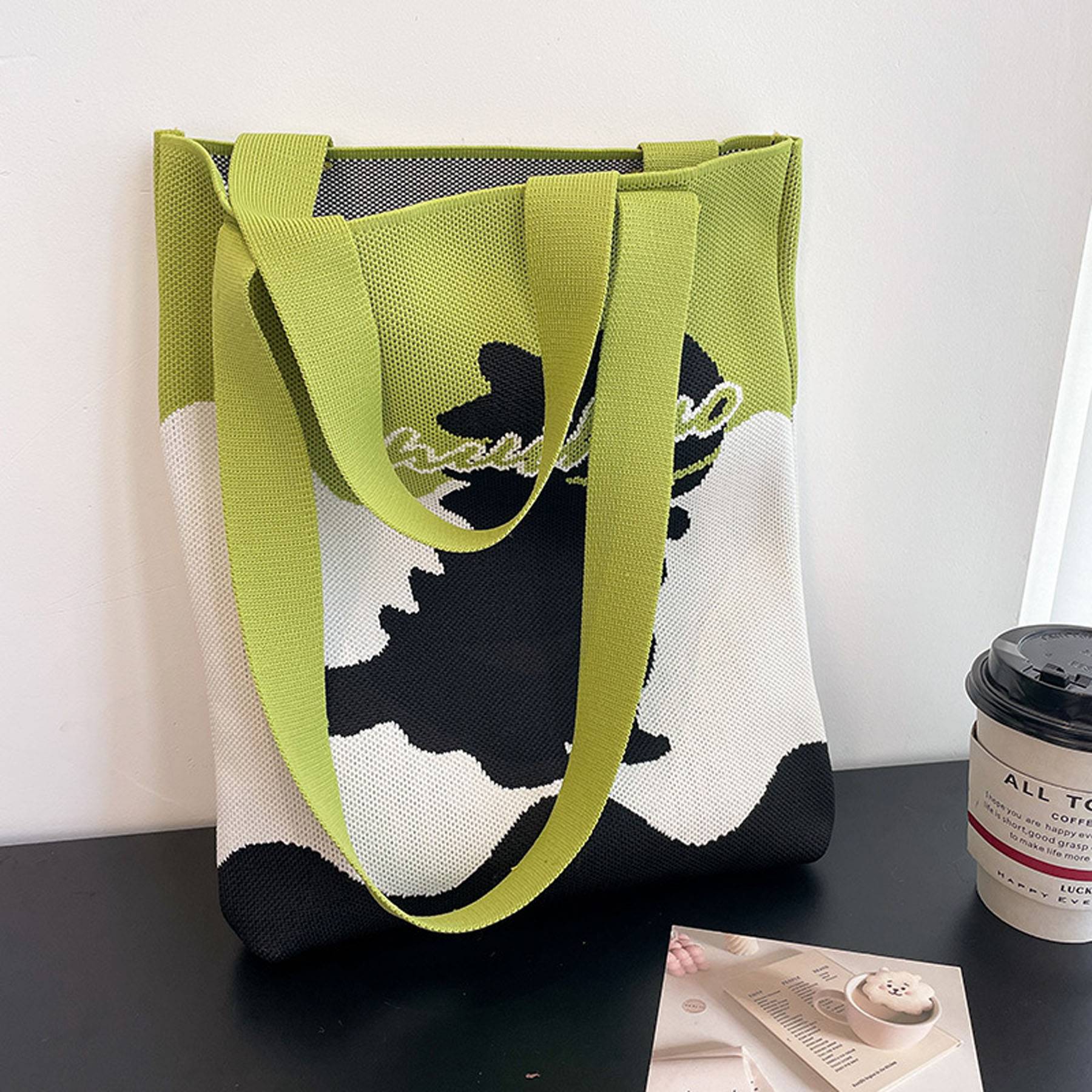 Large Capacity Beach Knitted Shoulder Tote Bag, custom tote bag with logo imprint 2