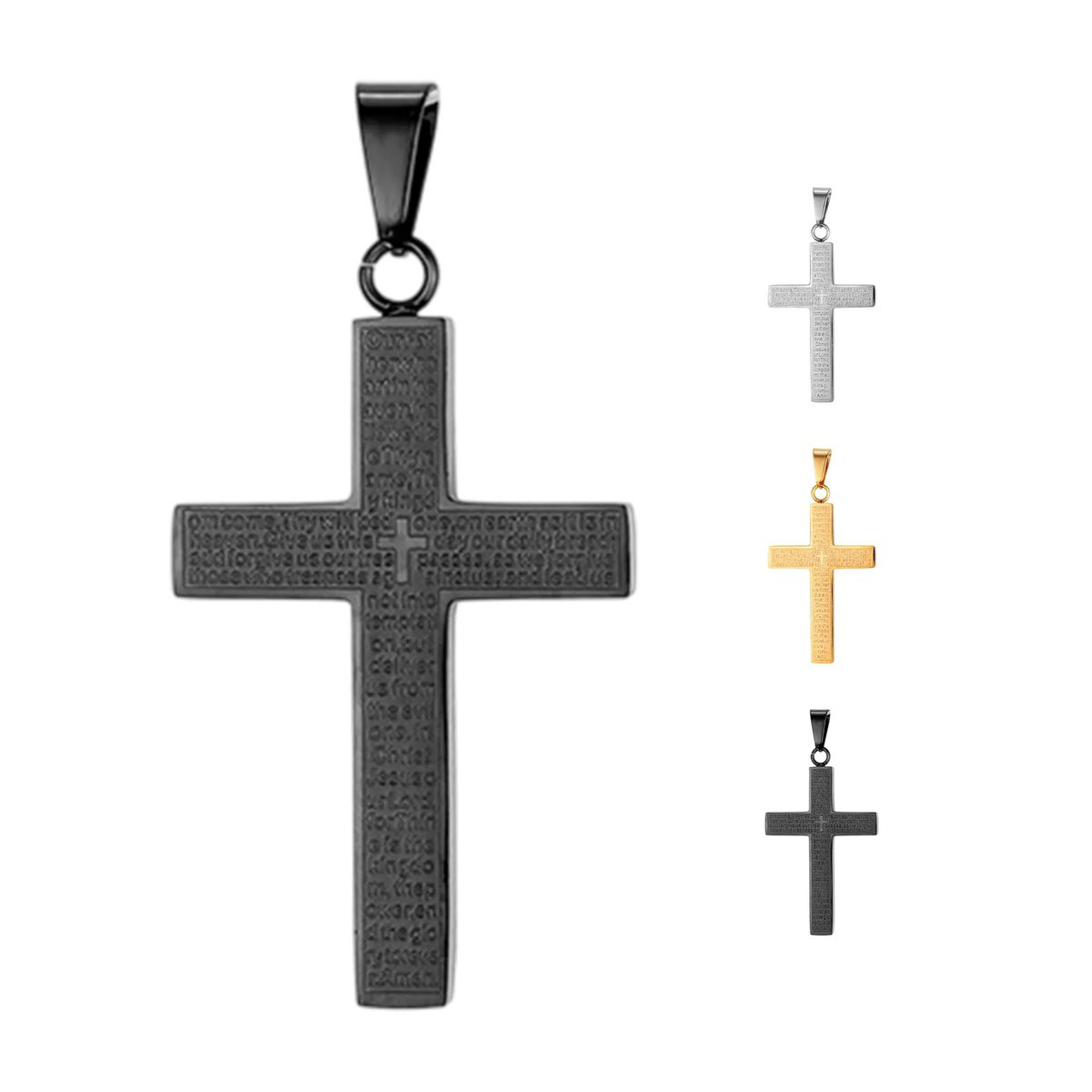 Durable Steel Cross Pendant with Chain for Gifts 2