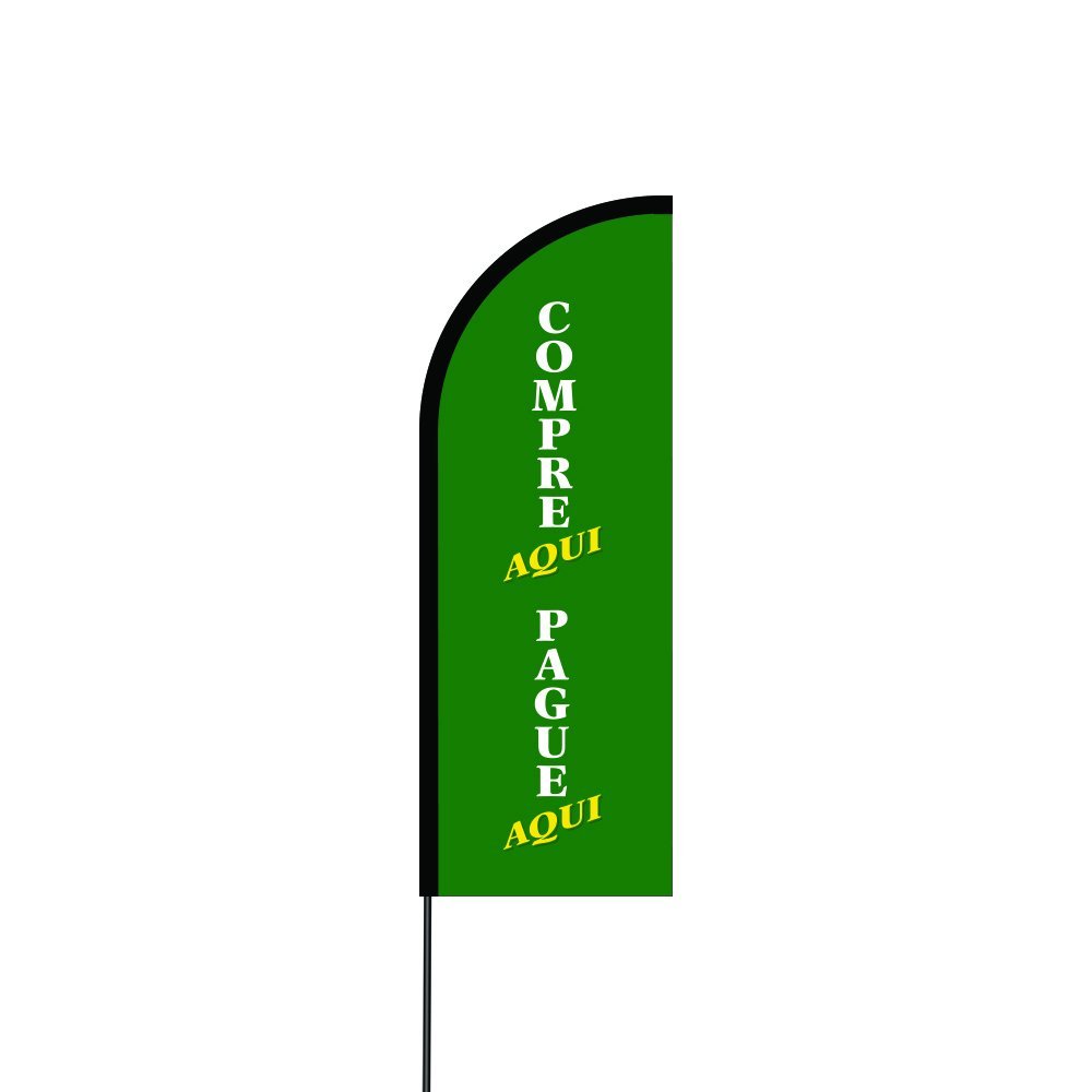 Compre Aqui Pague Aqui (Green) Flag Kit 11' Feet Feather Flag Sign Outdoor Banner 2