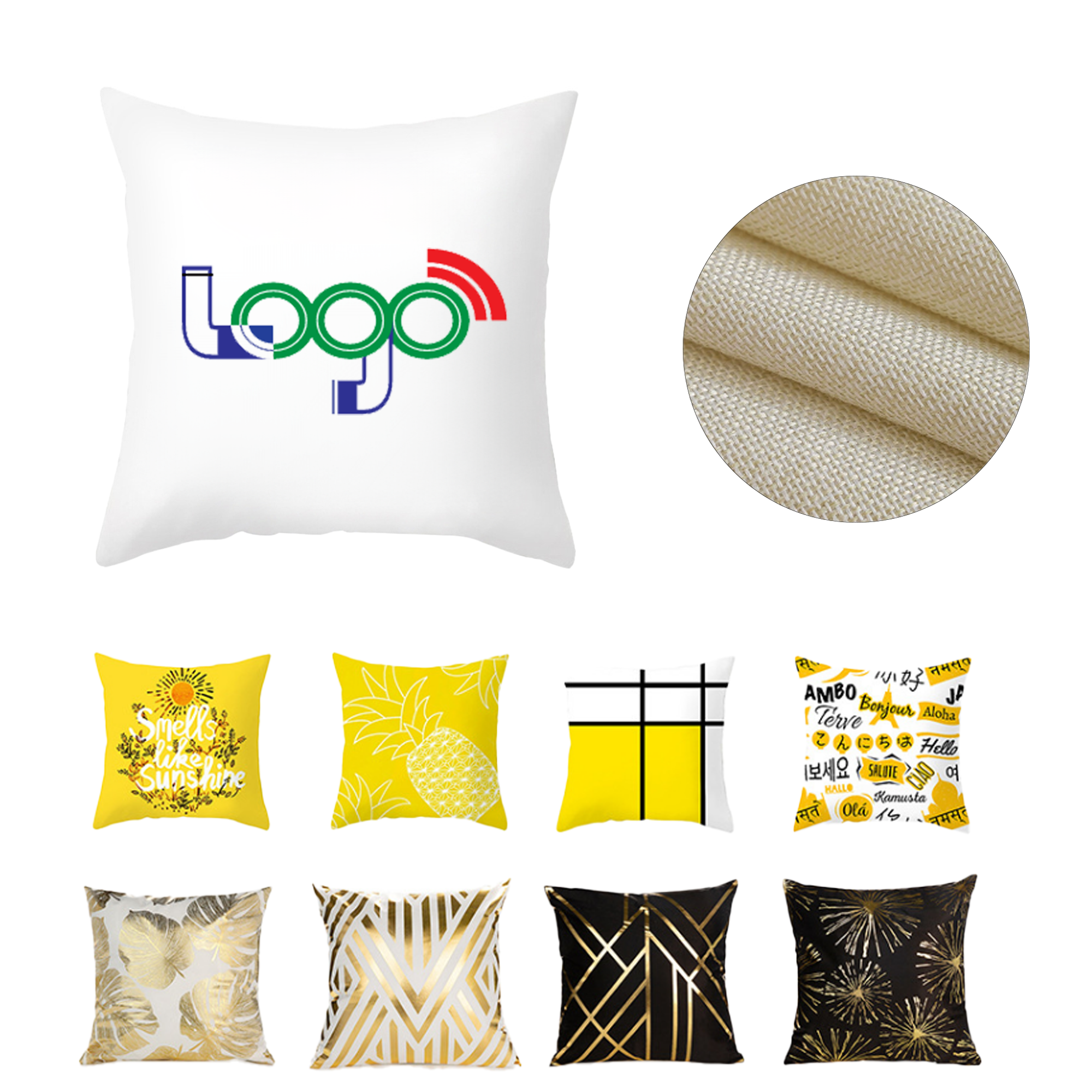Promotional Linen Throw Pillow Cover 15.7" x 15.7" 2