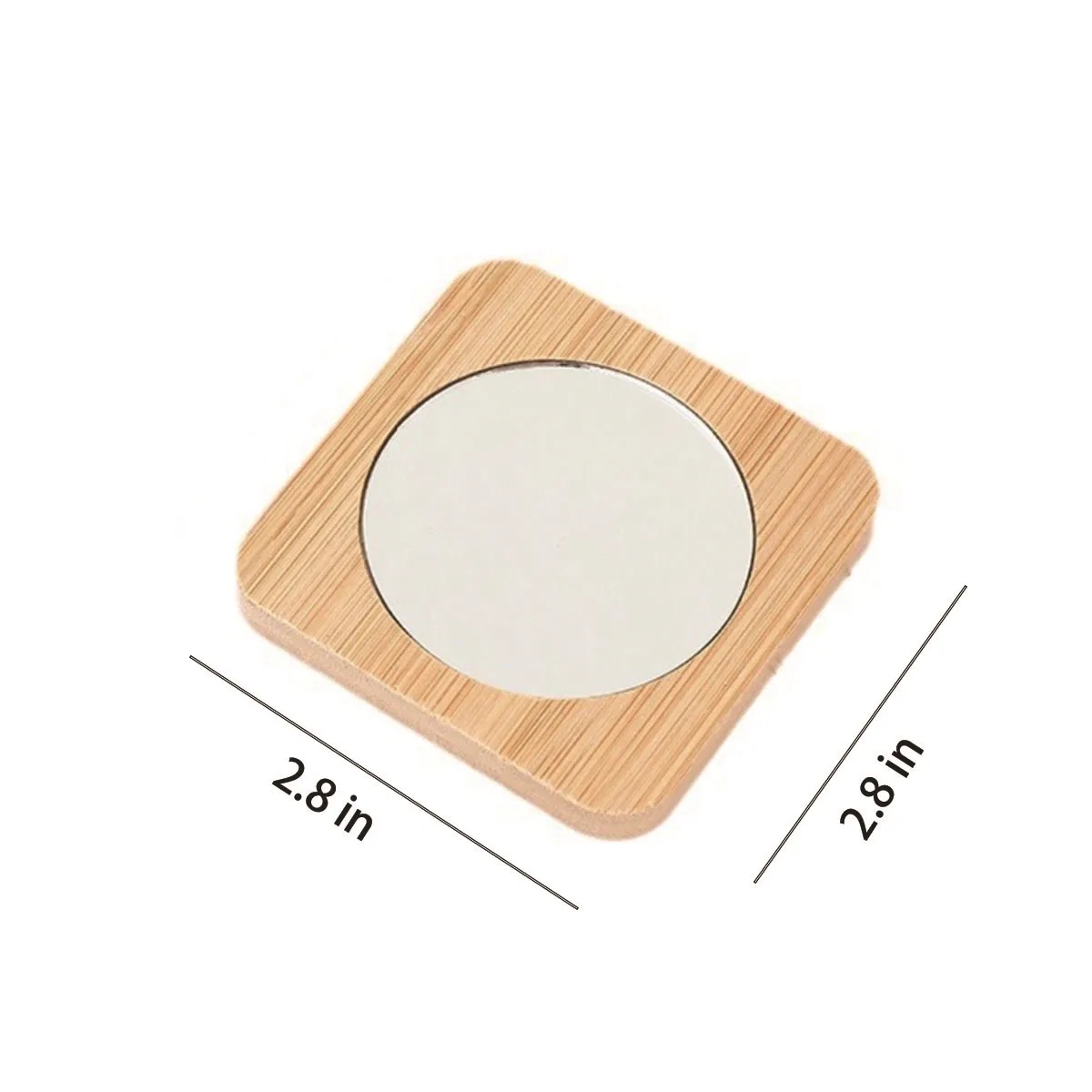Portable Pocket Wood Square Makeup Compact Cosmetic Mirror 3
